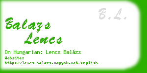 balazs lencs business card